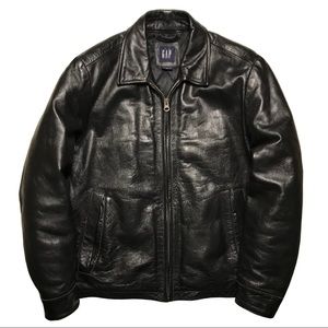 Vintage Black Leather Jacket by Gap Mens Size S/M